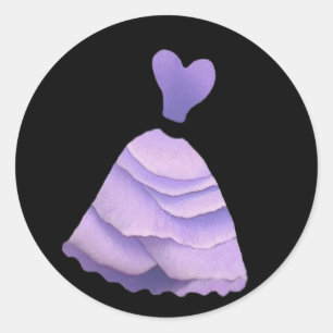 Adesivo Redondo Vestido roxo da dama de honra da pétala