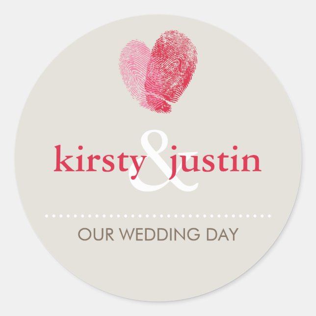 Adesivo Redondo VESTIDO SEAL bonitinho impressão digital de casame (Frente)