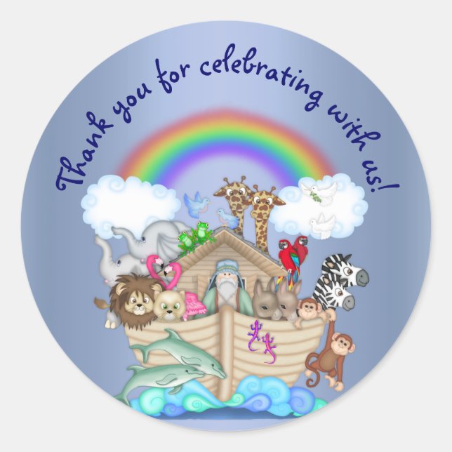 ADESIVO REDONDO VESTIDO ZOOLÓGICO DE ANIMAIS DE ARCO NOAHS (Frente)