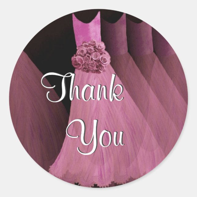 Adesivo Redondo Vestidos de Bridesmaid - Casamento Obrigado (Frente)