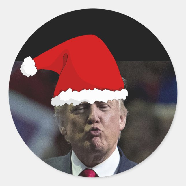 ADESIVO REDONDO VESTIDOS DE NATAL DE BEIJOS DE TRUMP (Frente)