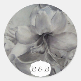 ADESIVO REDONDO VESTÍGIOS DE FLORES DE ÁGUA AMARYLLIS