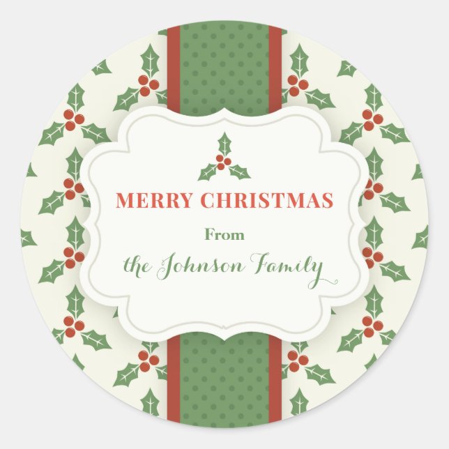 Adesivo Redondo Vestígios de Natal Personalizados (Frente)