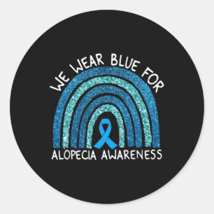 Adesivo Redondo Vestir Azul Para Consciência Alopecia Presente No