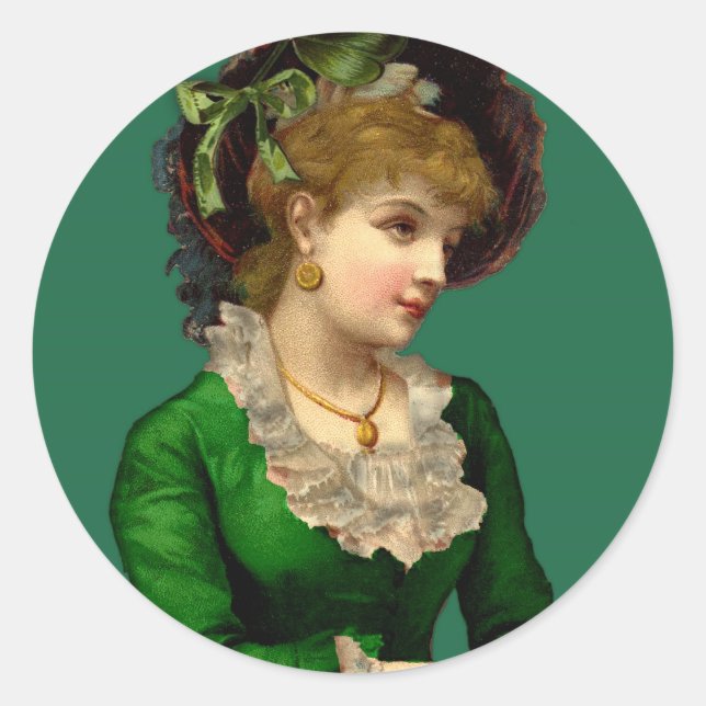 Adesivo Redondo Vestir o verde no Dia de São Patrício (Frente)