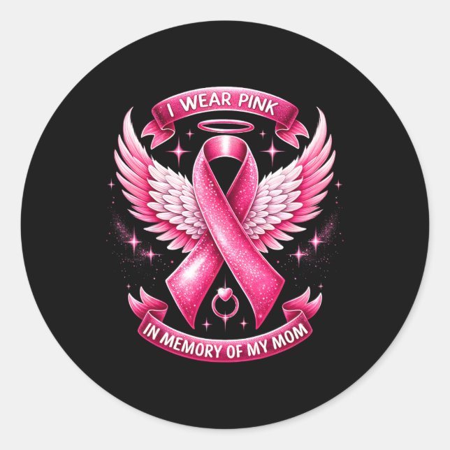 Adesivo Redondo Vestir Rosa Para A Memória Da Minha Mãe Família De (Frente)