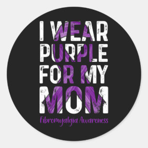 Adesivo Redondo Vestir Roxo Para A Minha Mãe - Sensibilização Para
