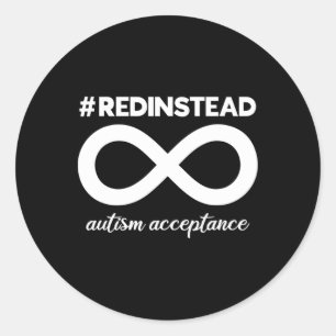 Adesivo Redondo Vestir Vermelho - Aceitação Do Autismo - Autista