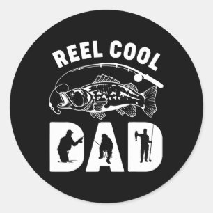Adesivo Redondo Vestuário Carrete de Pesca Engraçado Pai Legal Dia