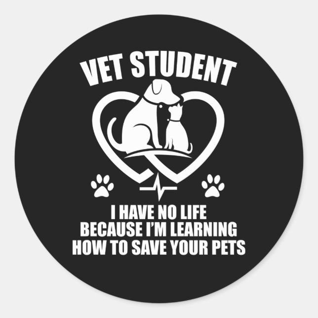 Adesivo Redondo Vet Student Future Veterinarian To Vet In Progr (Frente)
