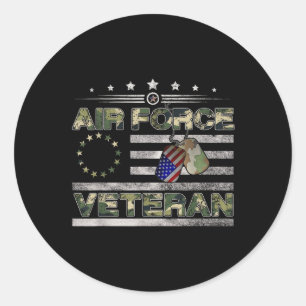 Adesivo Redondo Veterano da Força Aérea Americana Camisa Americana