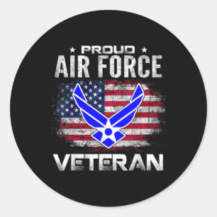 Adesivo Redondo Veterano Da Força Aérea Ordenado Com Bandeira Amer