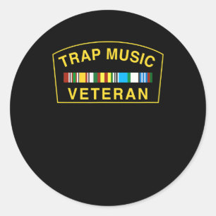 Adesivo Redondo Veterano de Trap Music - Hip Hop Urban Streetwear