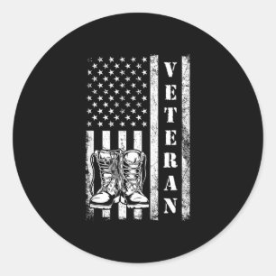 Adesivo Redondo Veterano dia botas de combate militar pulseiras de