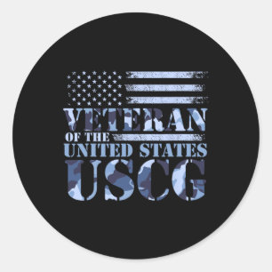 Adesivo Redondo Veterano Dos Estados Unidos Uscg Camo America Fla