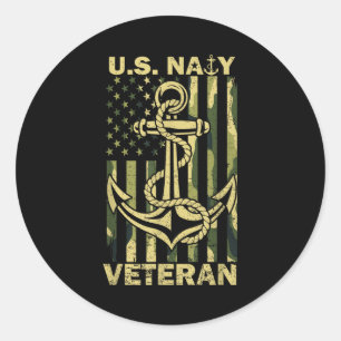 Adesivo Redondo Veterano naval dos EUA bandeira camuflagem patriot