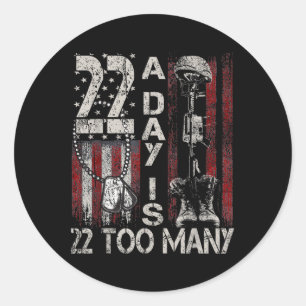 Adesivo Redondo Veterano Vive Consciência Suicida Ptsd Veteran 22 