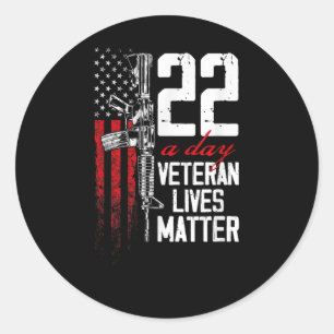 Adesivo Redondo Veterano Vive Consciência Suicida Ptsd Veteran 22 