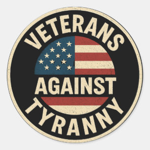 Adesivo Redondo Veteranos Contra a Tirania – USA Crachá Patriótico