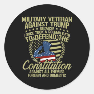 Adesivo Redondo Veteranos Contra Trump Funny Anti Trump Roupa