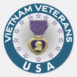 Adesivo Redondo Veteranos de Vietnam dos EUA Purple Heart