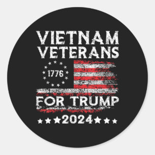 Adesivo Redondo Veteranos do Vietnã Para Trump 2025 Bandeira Ameri