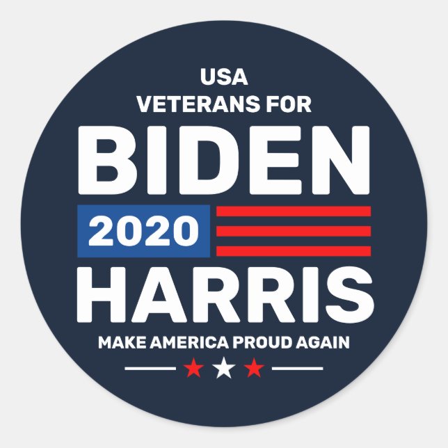Adesivo Redondo Veteranos dos EUA para Biden Harris 2020 Patriota  (Frente)