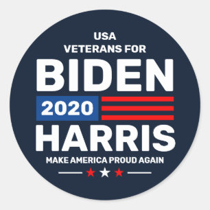 Adesivo Redondo Veteranos dos EUA para Biden Harris 2020 Patriota 