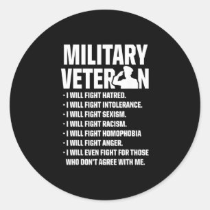 Adesivo Redondo Veteranos Militares Contra Trump Lutam Eleição EUA