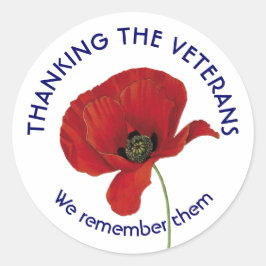 Adesivo Redondo VETERANOS | Obrigado | Lembramos-Nos Deles | Poppy