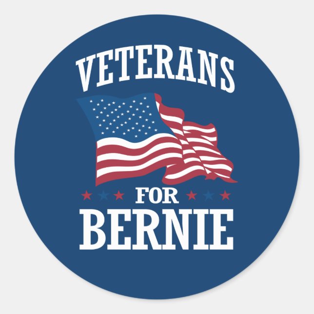 ADESIVO REDONDO VETERANOS PARA BERNIE SANDERS (Frente)