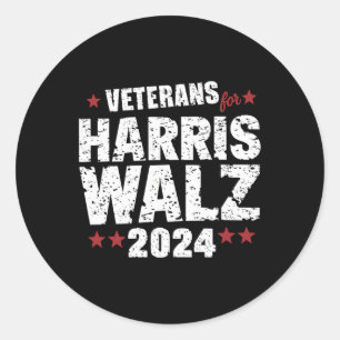 Adesivo Redondo Veteranos Para Harris Waltz 2024