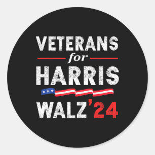 Adesivo Redondo Veteranos Para Harris Waltz 2024 Votação Azul