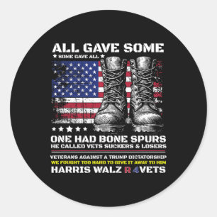 Adesivo Redondo Veteranos Para Harris Wheimer 2024 Vets Militares