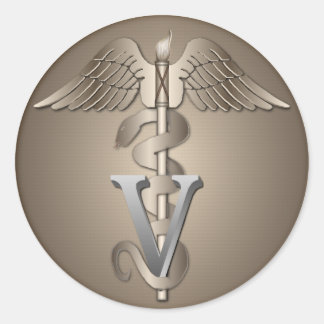 Adesivo Redondo Veterinarian Caduceus