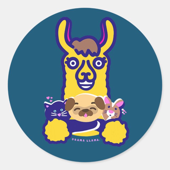 Adesivo Redondo Veterinário Animal Que Adora Cão (Frente)