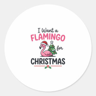 Adesivo Redondo Vetor de Citação de Natal de Flamingo