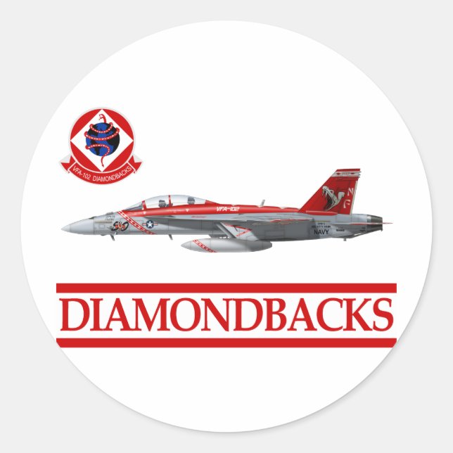 Adesivo Redondo VFA- 102 Diamondbacks F- 18 Hornet (Frente)