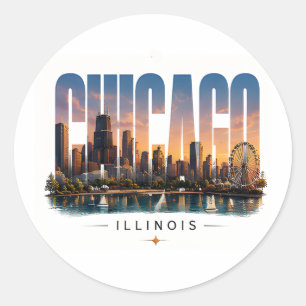 Adesivo Redondo 💙 Viagem a Chicago Luxo Editorial Estilo Urbano �