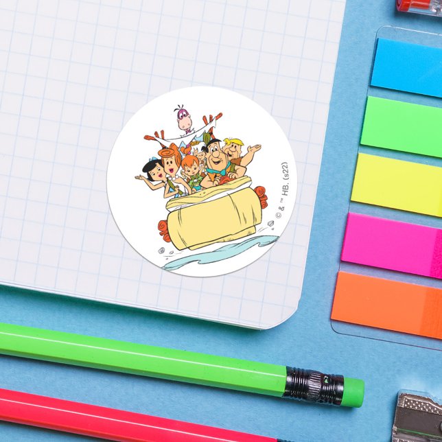 Adesivo Redondo Viagem à Família Flintstones (Criador carregado)