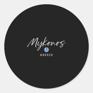 Adesivo Redondo Viagem à Ilha de Mykonos Grécia Fuga de Verão no M