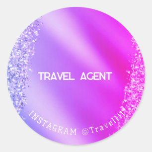 Adesivo Redondo Viagem Agent Pink Purple Glitter