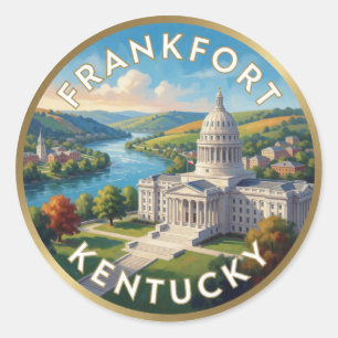 Adesivo Redondo Viagem ao Bluegrass de Frankfort Kentucky