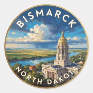 Adesivo Redondo Viagem ao Capitólio de Bismarck Dakota do Norte