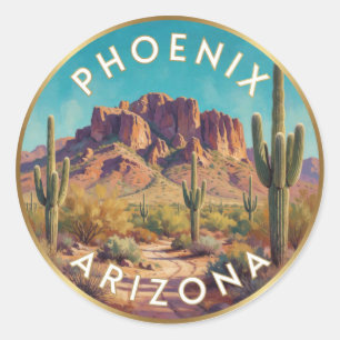Adesivo Redondo Viagem ao Deserto de Sonora em Phoenix Arizona