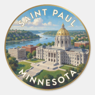 Adesivo Redondo Viagem ao Rio Mississippi em Saint Paul Minnesota