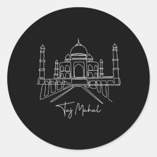 Adesivo Redondo Viagem Asia India Taj Mahal Indian Férias da Famíl