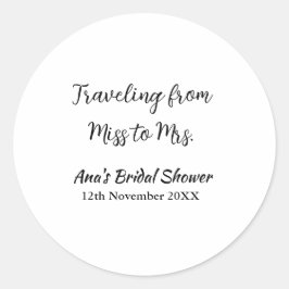 Adesivo Redondo Viagem chá de noiva adicionar nome data senhorita 