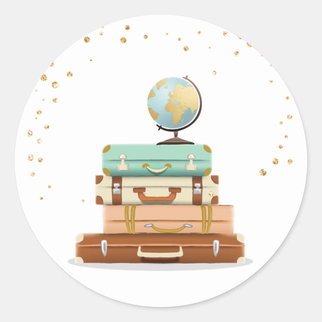 Adesivo Redondo Viagem Chá de panela Adventure Miss à Sra. Favor (Frente)