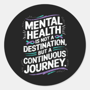 Adesivo Redondo Viagem contínua Saúde Mental Sensibilização Suicíd